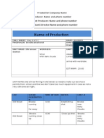 Film Production Call Sheet #2