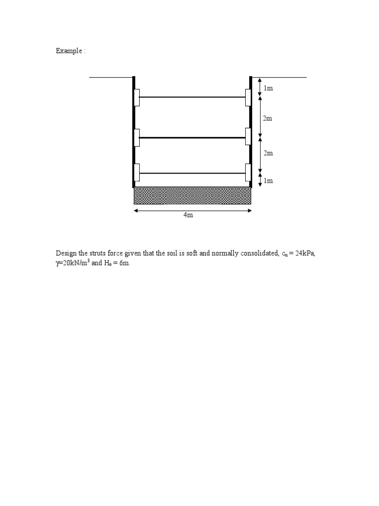 Braced Excavation Strut Design Example | PDF
