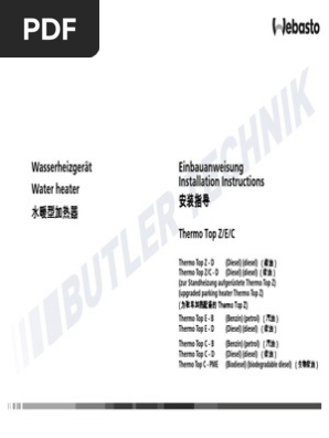 Webasto Thermo Top Z/C-D Installation Instructions | PDF.