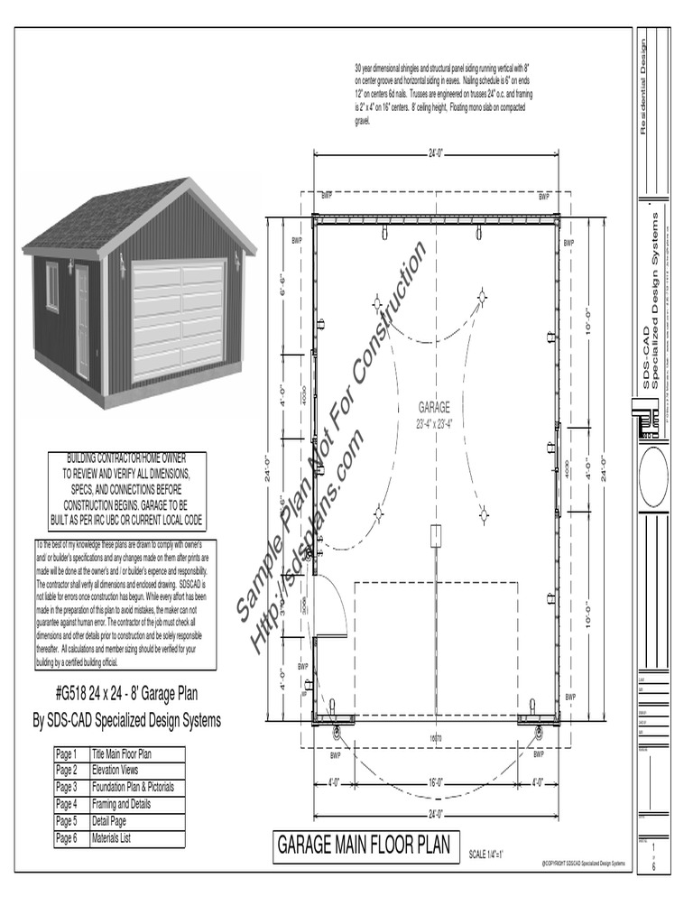 Garage Plan PDF | PDF | Framing (Construction) | Manmade Materials