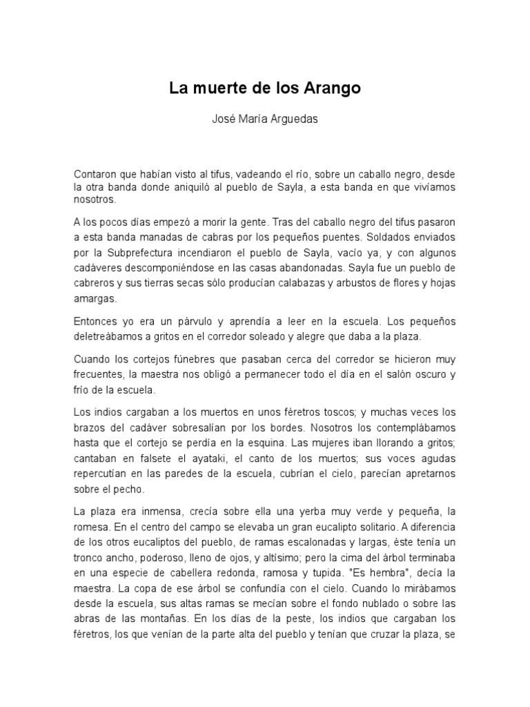 La Muerte de Los Arango José María Arguedas