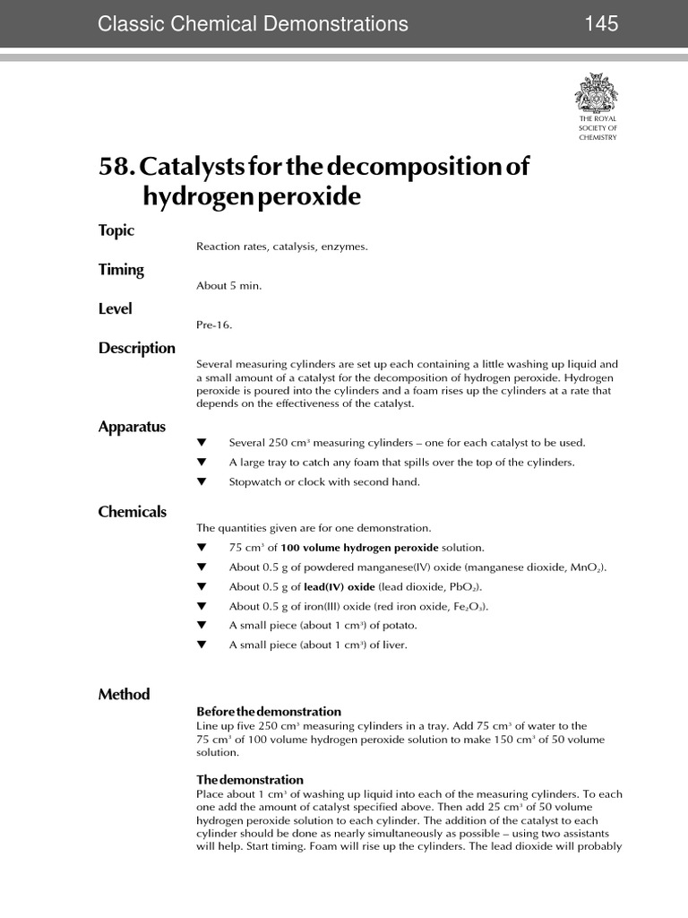 Energetics Lab Report PDF Catalysis Hydrogen Peroxide