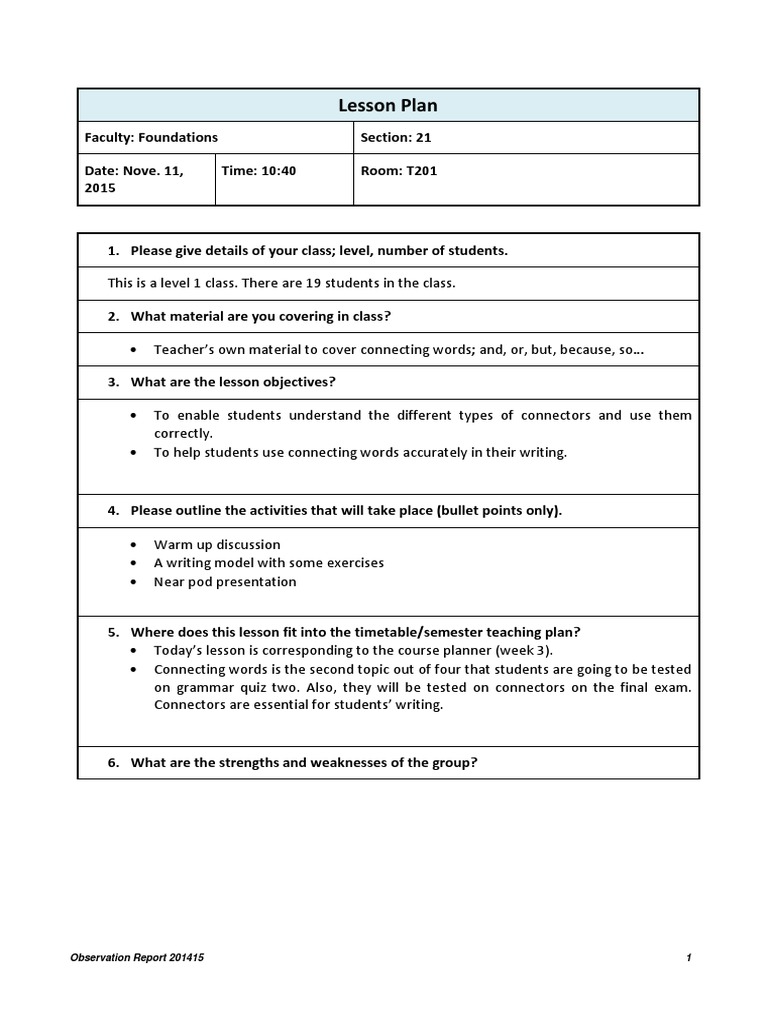 Lesson Plan 2 Reflection | PDF | Career & Growth