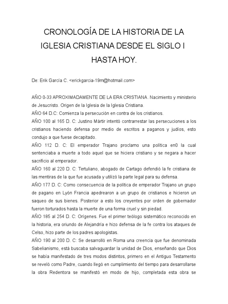 Cronología de la Iglesia Cristiana | PDF | Religión y espiritualidad
