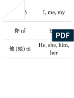 我 wǒ I, me, my 你 nǐ You 他 (她) tā He, she, him, her