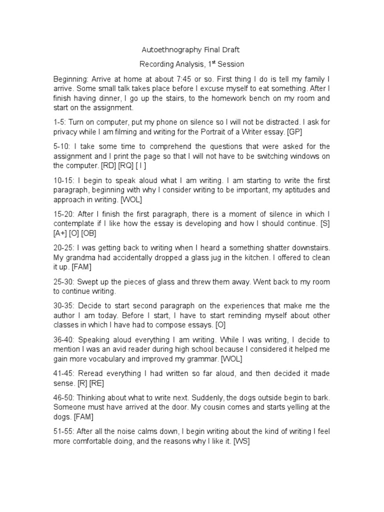 autoethnography final draft English Language Essays