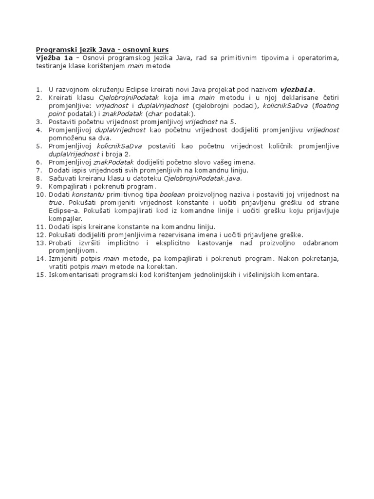 Vjezba Java | PDF