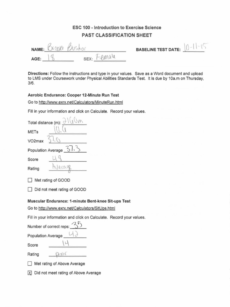 Fitness Test-Freshman Year | PDF