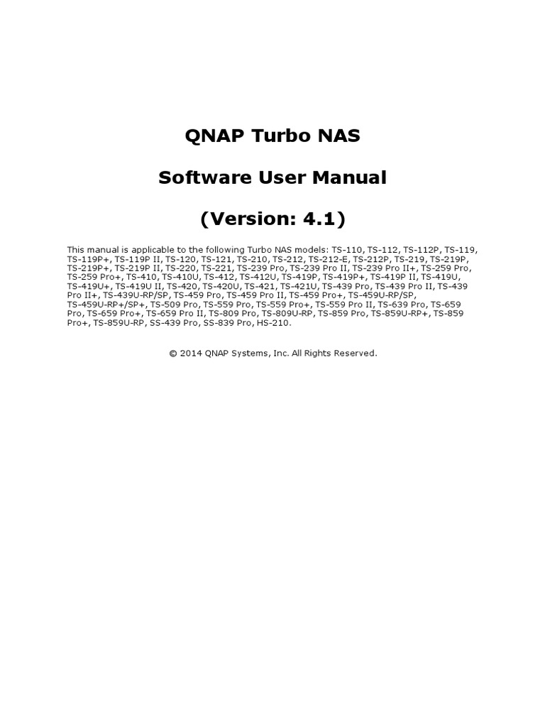 QTS User Manual Home Eng 4.1 PDF Installation Programs