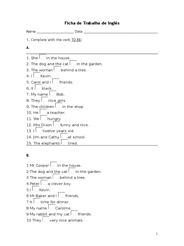 Ficha de Trabalho de Ingls 18 | Download Free PDF | Syntax