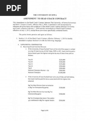 Kirk Ferentz contract and amendment