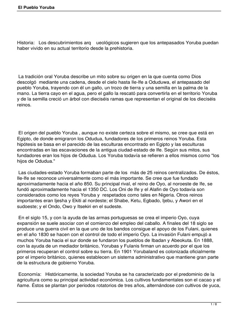 El Pueblo Yoruba | PDF | Religión y creencia