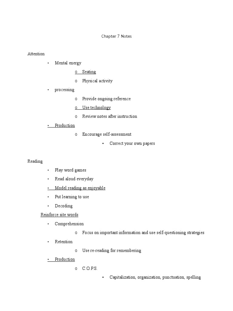 Chapter 7 Notes | PDF | Reading (Process) | Reading Comprehension