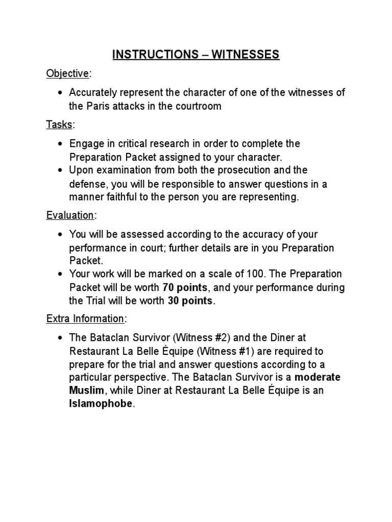 Witness Preparation for Paris Trial | PDF | Career & Growth