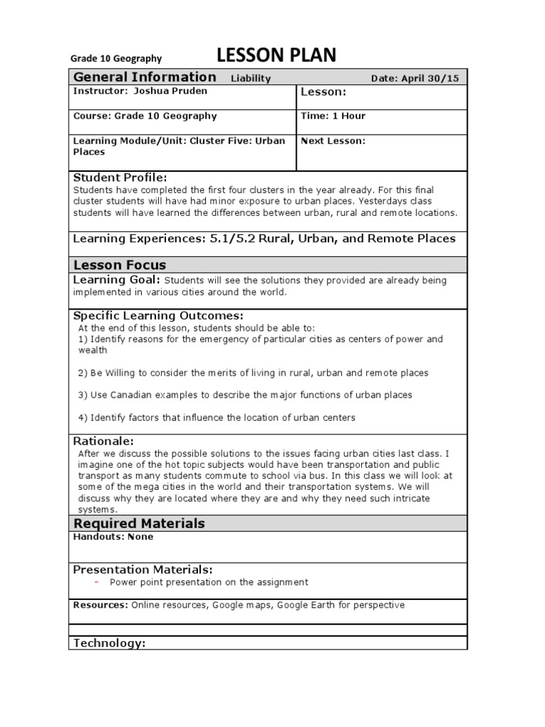 Day 4 Lesson Plan Geography | PDF | Lesson Plan | Geography