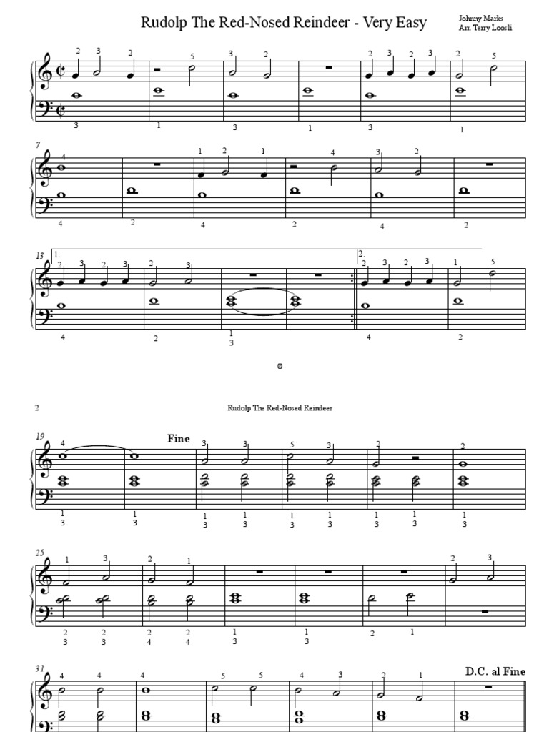 Rudolph The Red Nosed Reindeer - VeryEasy | PDF
