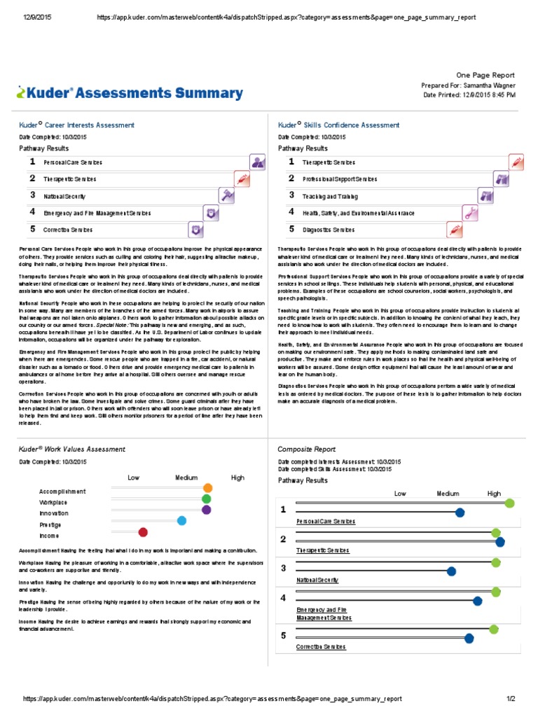 Samantha Kuder Assessment | PDF