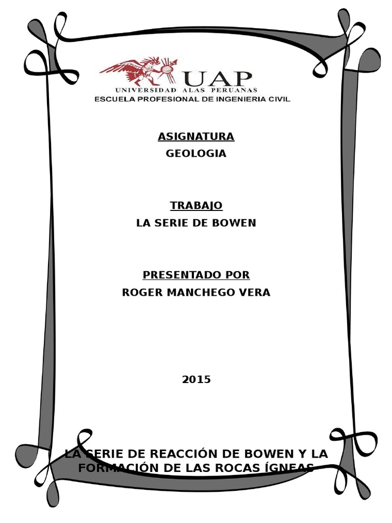 Serie de Bowen Minerales Magma