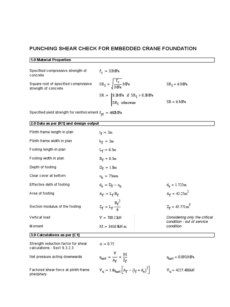 Punching Shear Analysis for Crane Foundation | PDF