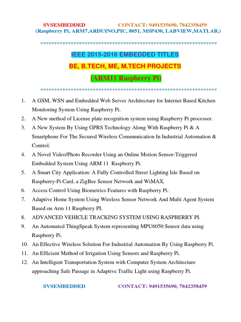 Embedded Ieee Project Titles 2015 2016 2015 Embedded | PDF