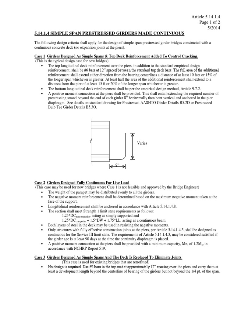 5.14.1.4 Simple Spans Made Continuous | PDF | Prestressed Concrete | Bridge