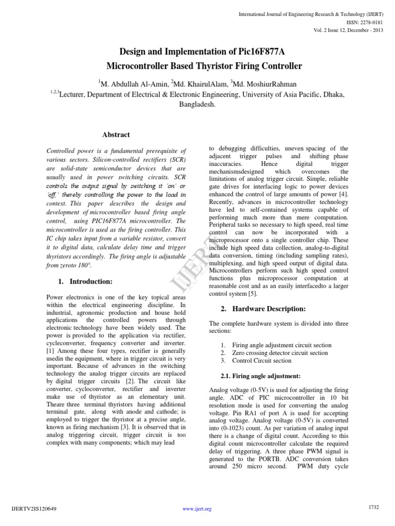 Phase Angle Control Using PIC MCU PDF Analog To Digital Converter