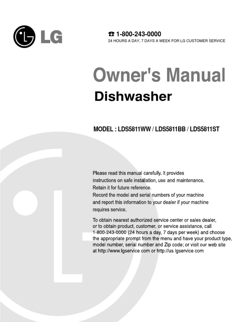 LG Dishwasher Manual PDF Dishwasher Manufactured Goods