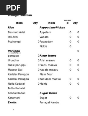 tamil grocery list pdf