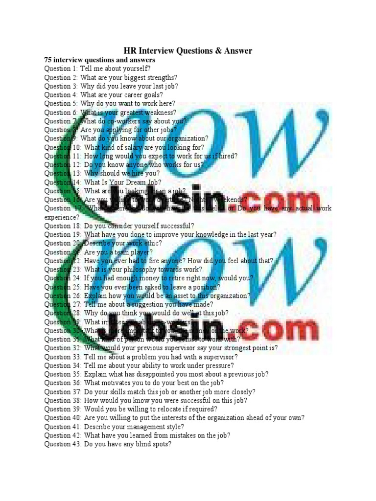 HR Interview Questions & Answers Guide | PDF | Employment | Motivation