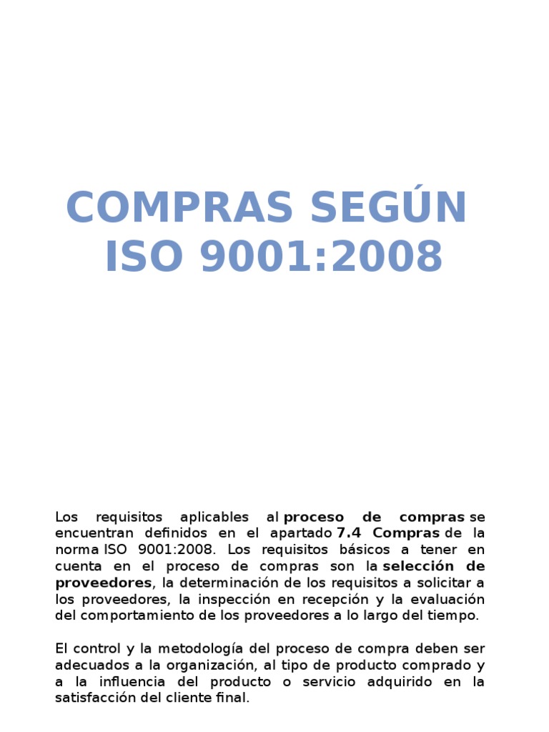 Compras según ISO 9001:2008 | PDF | Gestión de la calidad | Calidad ...
