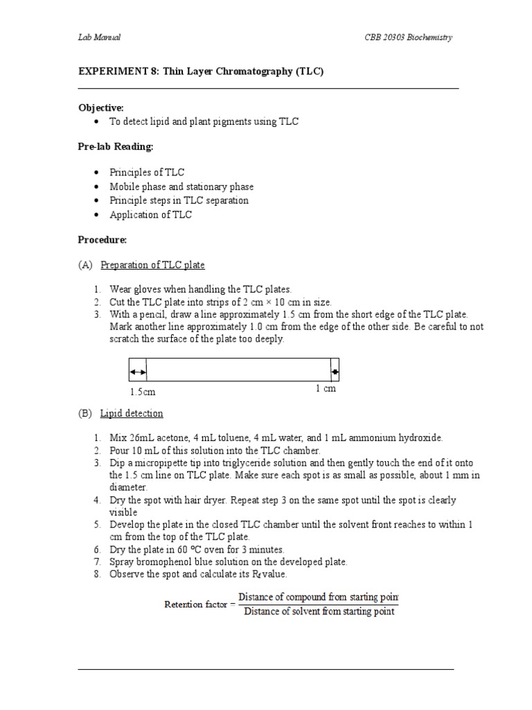 Experiment 8 TLC | PDF | Thin Layer Chromatography | Chromatography