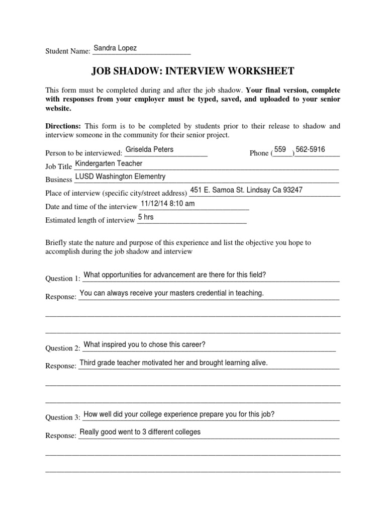 Grade 1 Interview Preparation Worksheet | PDF | Business | Social Science