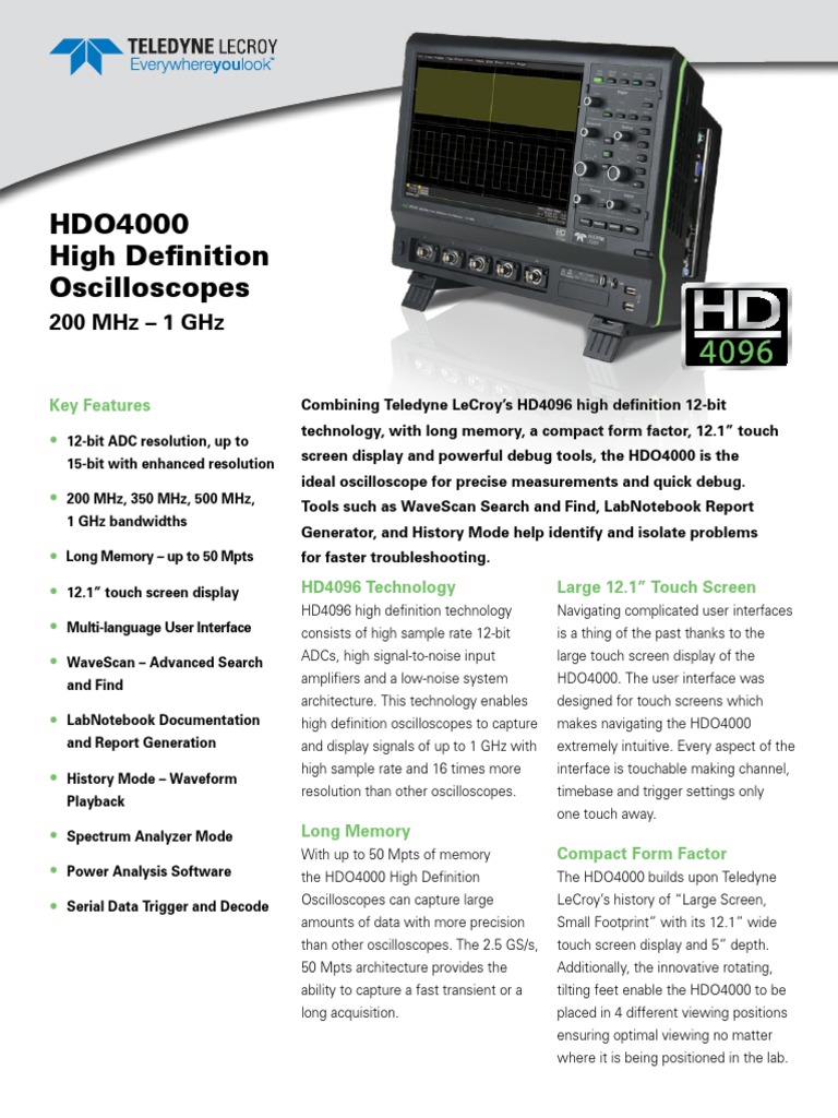 Hdo4000 Oscilloscope Datasheet Analog To Digital Converter Computer