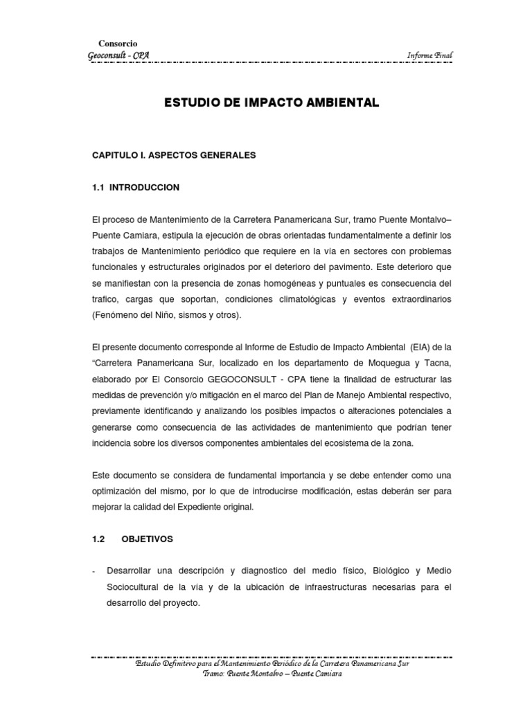 Estudio de Impacto Ambiental PDF | PDF | Evaluación de impacto ...