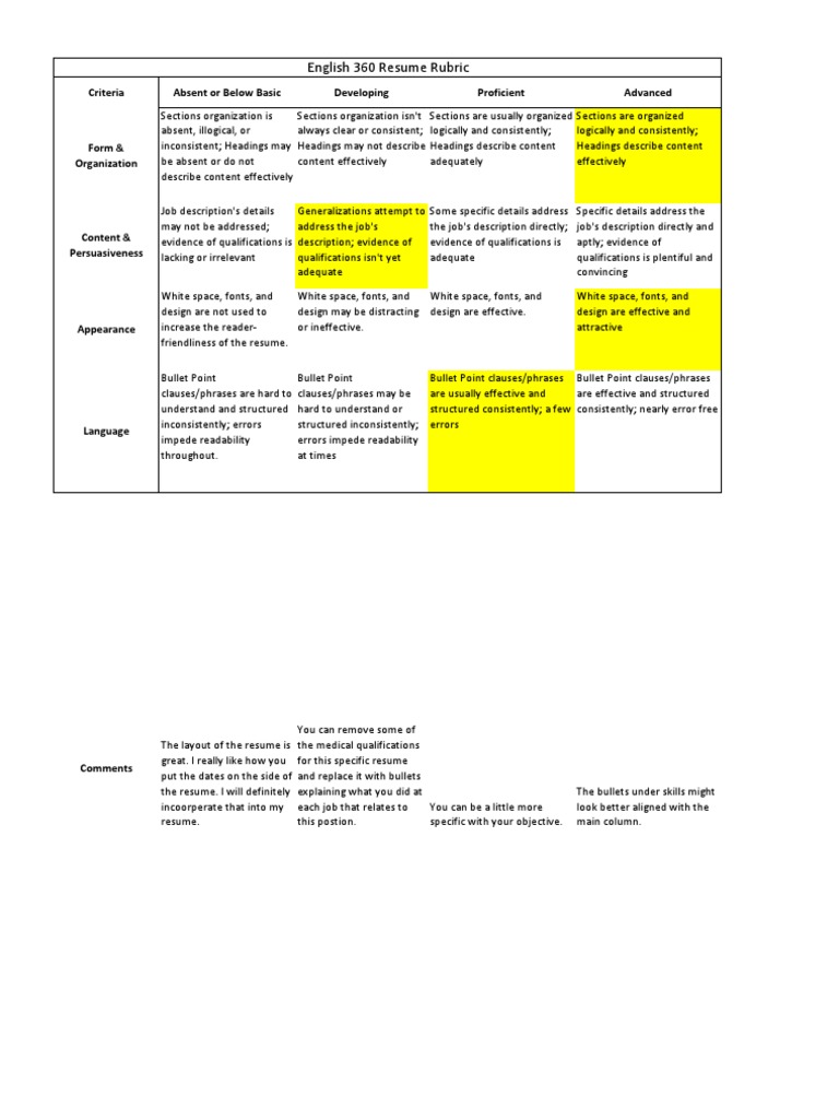 Resume Evaluation Criteria Guide | PDF | Business