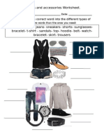 Clothes and Accessories Worksheet.: Instructions: Put The Correct Word Into The Different Types of Clothes (