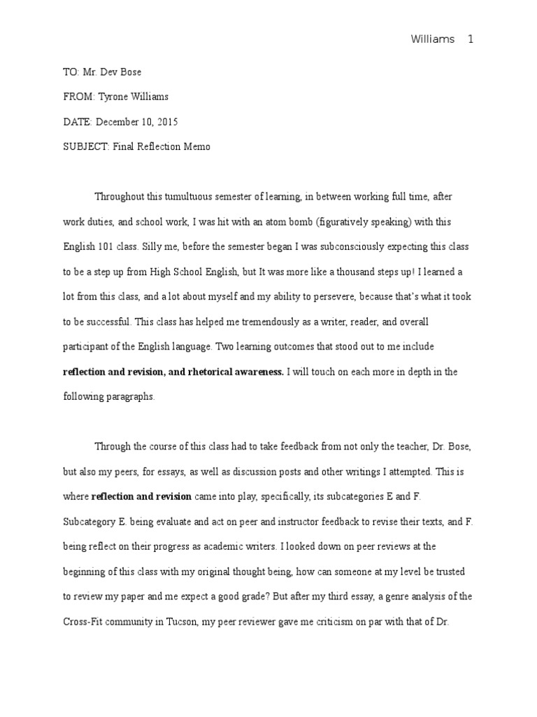 final reflection essay