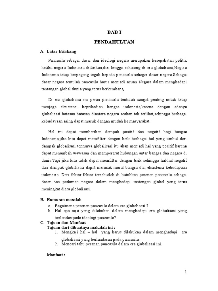 Tantangan Pancasila Di Era Globalisasi Docx