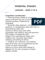 Developmental Stages: Early Childhood: Ages 3 To 6 Yrs Cognitive Landmarks