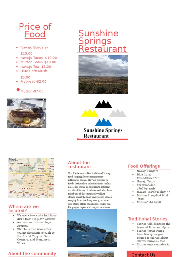 Sunshine Springs Restaurant Menu & Events | PDF | Social Science ...