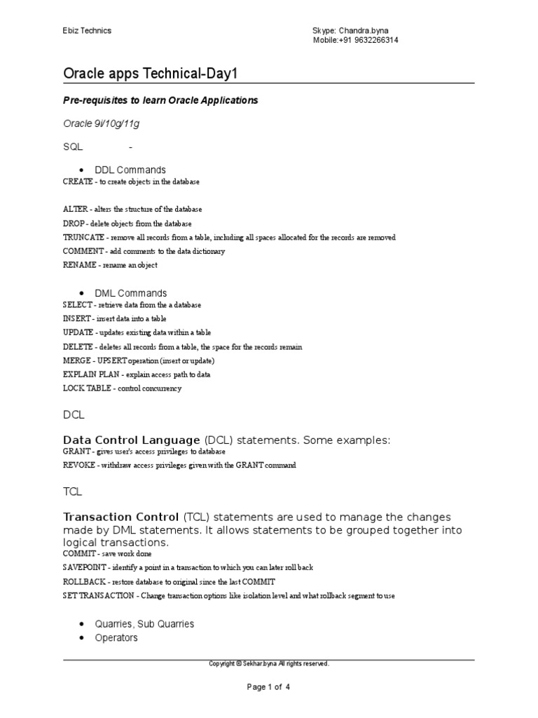 Oracle Apps Technical Day | PDF | Oracle Database | Database Transaction