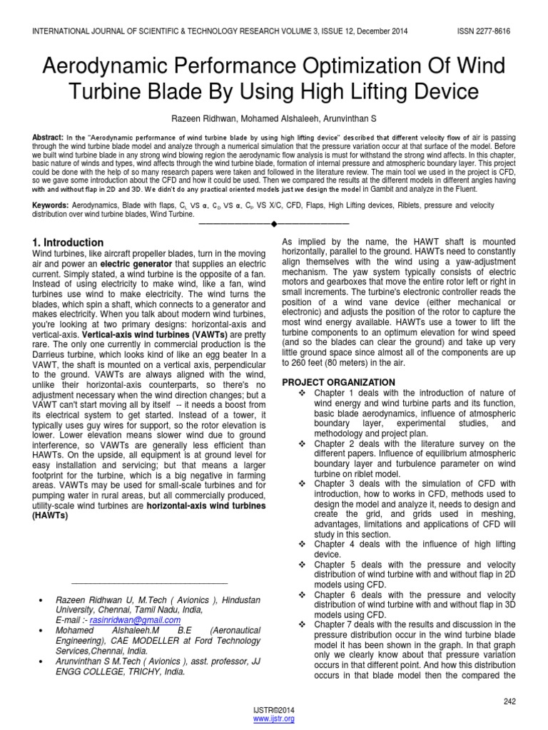 Aerodynamic Performance Optimization of Wind Turbine Blades | PDF