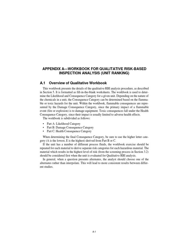 Assessing Risk Factors for Qualitative Risk-Based Inspection Analysis ...