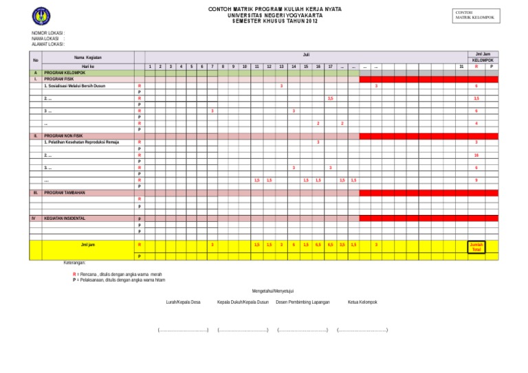 Matriks Program Kerja KKN 2024 | PDF
