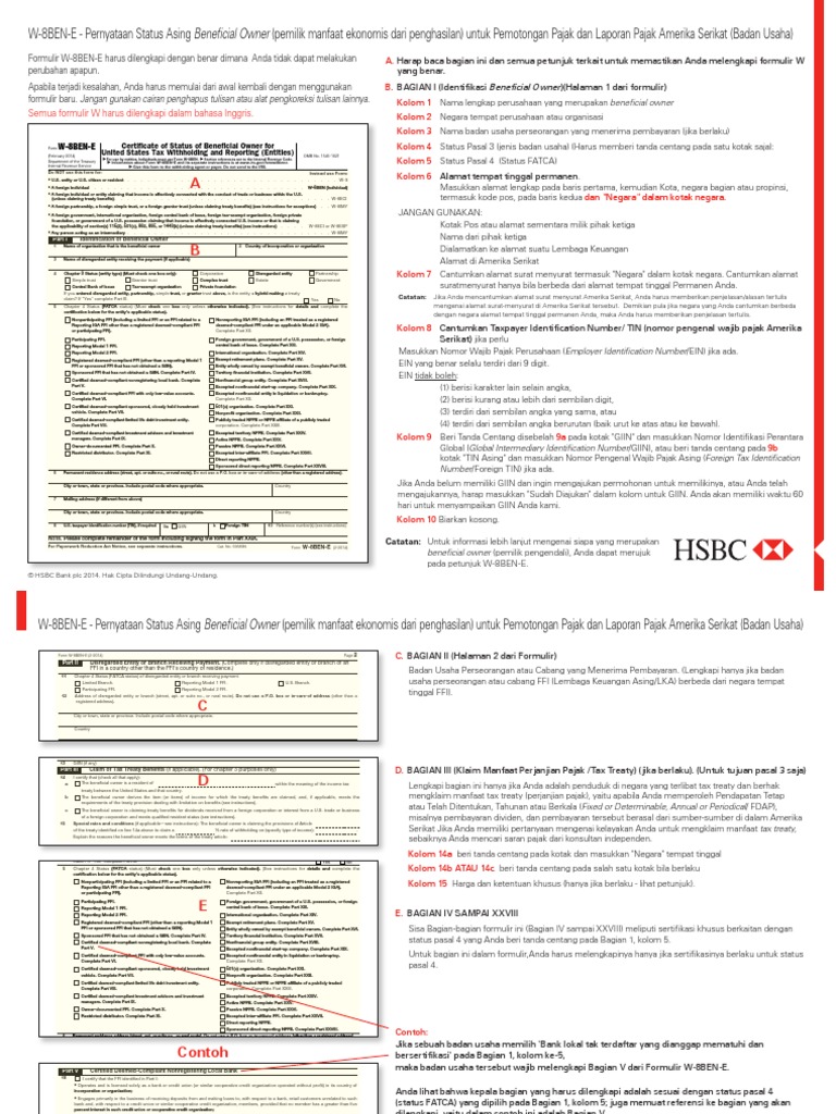 w8 Ben e Form Guidance Indonesia Ba Kredit (Keuangan) Bank