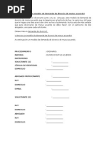 Modelo de Demanda de Divorcio de Mutuo Acuerdo