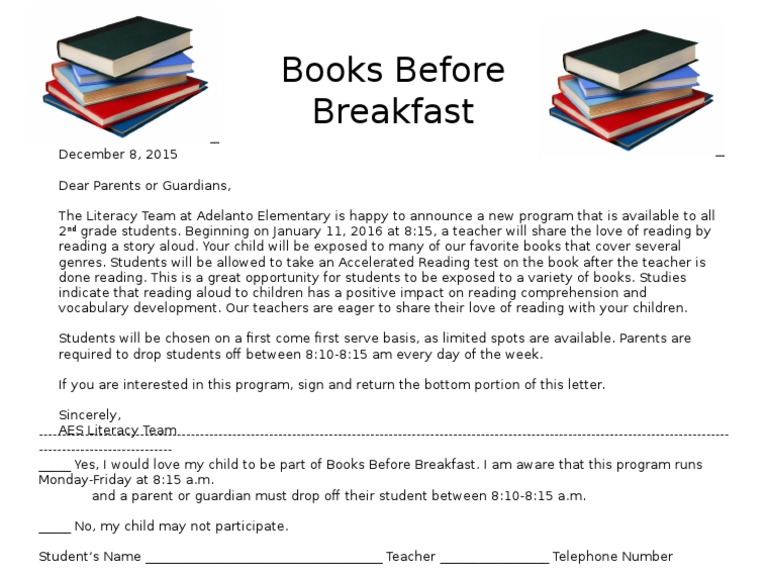 Books Before Breakfast Program for 2nd Graders | PDF