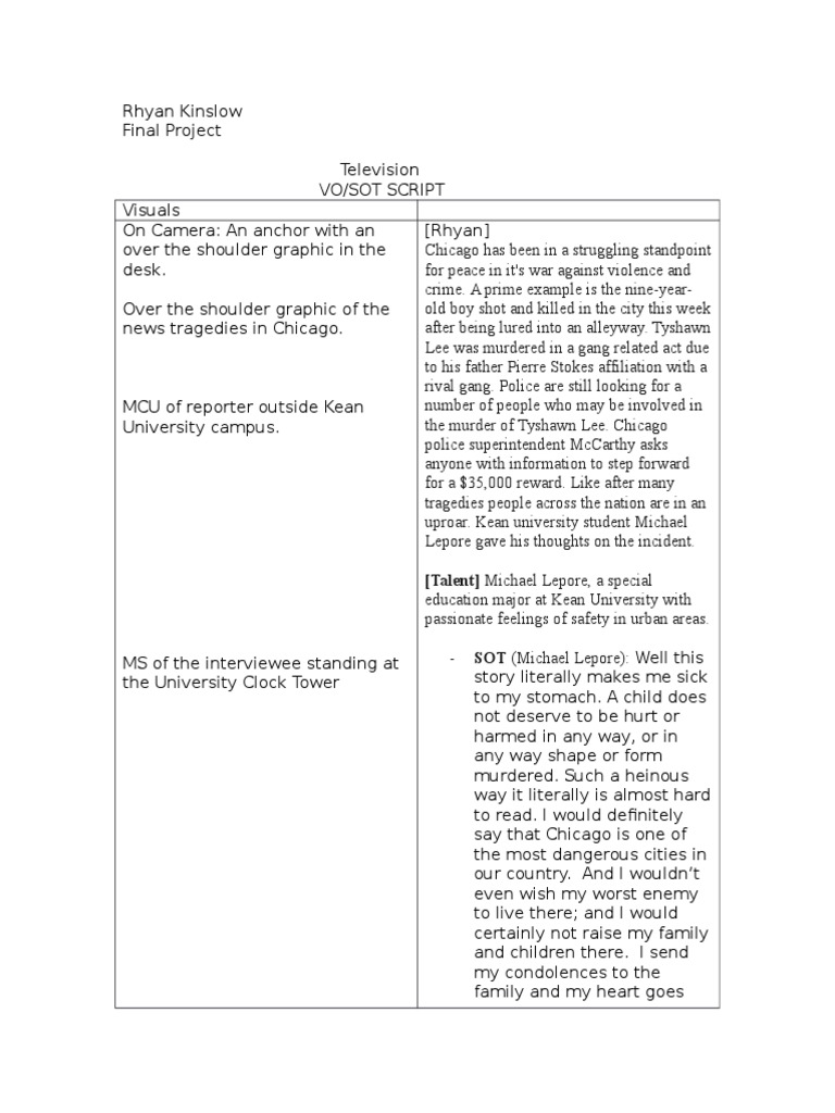 Video Script RK | PDF | Misconduct | Crime & Violence