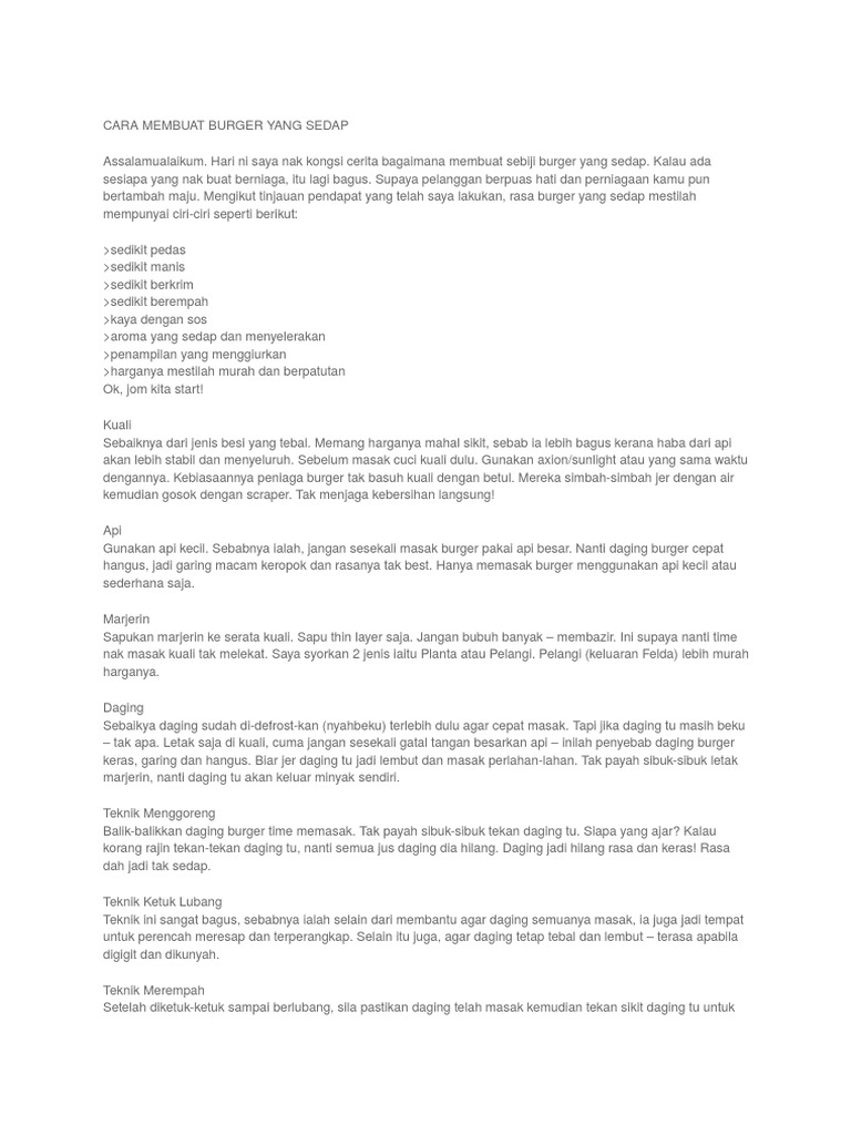 Resepi Burger Sedap Pdf