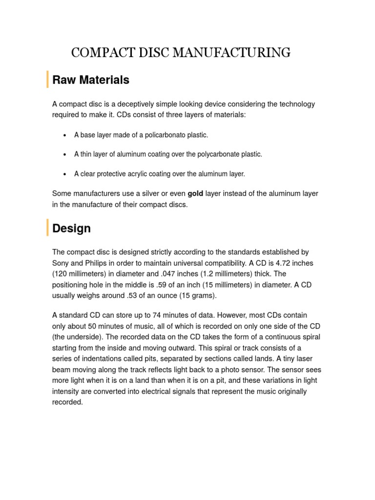 Compact Disc Manufacturing PDF Compact Disc Industries